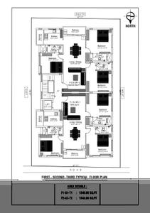 Floor Plan Image of 1549 Sq.ft 3 BHK Apartment / Flat for sale in Velachery Chennai for Rs. 16200000