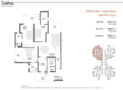 Image of 2075 Sq.ft 3.5 BHK Apartment / Flat for sale in Gulshan Empire, Wave City, Ghaziabad for Rs. 19700000