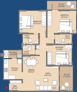 Image of 1013 Sq.ft 2 BHK Apartment / Flat for sale in Shree Nivasa Elevia Phase II, Mundhwa, Pune for Rs. 7000000