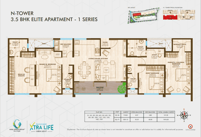 Image of 1890 Sq.ft 3.5 BHK Apartment / Flat for sale in Ganga Millennia Undri Building J K L M And N, Undri, Pune for Rs. 16000000