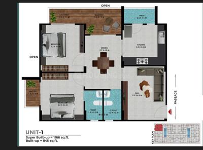 Image of 1232 Sq.ft 2 BHK Apartment / Flat for sale in Vijay Nagar, Indore for Rs. 5500000