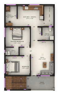 Floor Plan Image of 1200 Sq.ft 2.5 BHK Apartment / Flat for sale in Shirdi Ahmednagar for Rs. 5100000