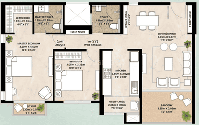 Image of 1449 Sq.ft 3 BHK Apartment / Flat for sale in Mahindra IvyLush, Wagholi, Pune for Rs. 14600000