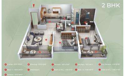 Image of 1127 Sq.ft 2 BHK Apartment / Flat for sale in ADG Glory, Punawale, Pune for Rs. 7600000