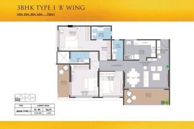 Image of 1663 Sq.ft 3 BHK Apartment / Flat for sale in Karve Nagar, Pune for Rs. 22100000