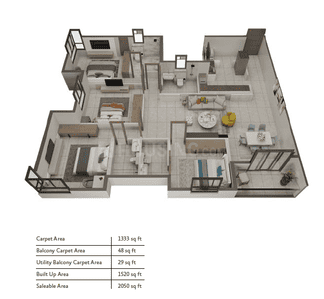Image of 1520 Sq.ft 4 BHK Apartment / Flat for sale in Salarpuria Inspire Phase 1, New Town, Kolkata for Rs. 22000000