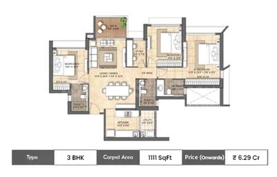 Image of 1112 Sq.ft 3 BHK Apartment / Flat for sale in Lodha Bellevue, Agripada, Mumbai for Rs. 77900000