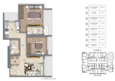 Floor Plan Image of 748 Sq.ft 2 BHK Apartment / Flat for sale in Mulund West Mumbai for Rs. 14400000
