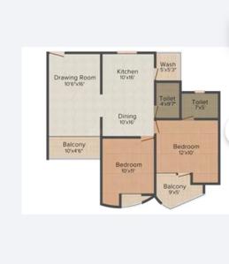 Floor Plan Image of 1542 Sq.ft 2 BHK Apartment / Flat for sale in Himalaya Elanza, Old Wadaj Ahmedabad for Rs. 8000000