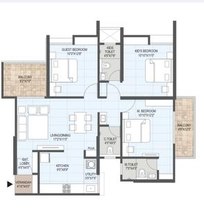 Image of 1457 Sq.ft 3 BHK Apartment / Flat for sale in Preetam Mangalam Momento, Moshi, Pune for Rs. 8600000