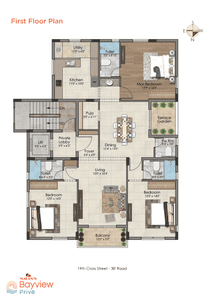 Image of 2115 Sq.ft 3 BHK Apartment / Flat for sale in Besant Nagar, Chennai for Rs. 55000000