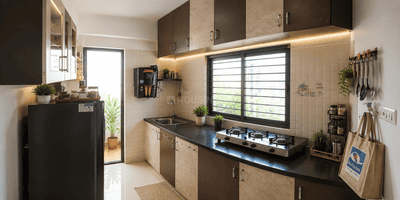 Kitchen Image of 612 Sq.ft 1 BHK Apartment / Flat for sale in Maruti Mahadev Residency, Nava Naroda Ahmedabad for Rs. 2550000