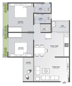 Floor Plan Image of 1755 Sq.ft 3 BHK Apartment / Flat for sale in Satyaa II, Tragad Ahmedabad for Rs. 7600000