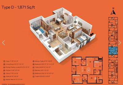 Image of 1871 Sq.ft 3 BHK Apartment / Flat for sale in Anna Nagar, Chennai for Rs. 34613500