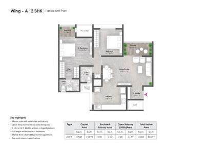 Image of 1239 Sq.ft 2 BHK Apartment / Flat for sale in AR Mirador, Wakad, Pune for Rs. 10000000