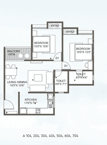 Image of 980 Sq.ft 2 BHK Apartment / Flat for sale in Raviumang, Charholi Budruk, Pune for Rs. 4800000