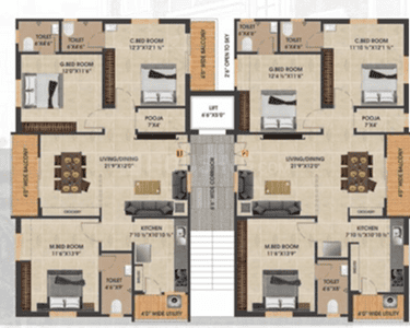 Image of 1550 Sq.ft 3 BHK Apartment / Flat for sale in Pragathi Nagar, Hyderabad for Rs. 9455000