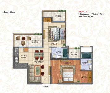 Image of 1165 Sq.ft 2.5 BHK Apartment / Flat for sale in Newtech La Palacia, Noida Extension, Greater Noida for Rs. 8500000