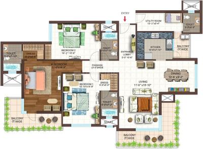 Image of 1700 Sq.ft 3 BHK Apartment / Flat for sale in ACE Golfshire, Sector 150, Noida for Rs. 26500000