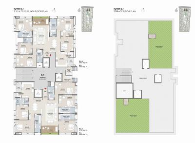 Image of 2743 Sq.ft 3 BHK Apartment / Flat for sale in Vesu, Surat for Rs. 17280900