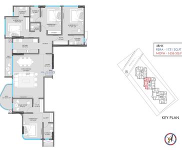 Floor Plan Image of 1260 Sq.ft 2 BHK Apartment / Flat for sale in Santacruz East Mumbai for Rs. 31540000