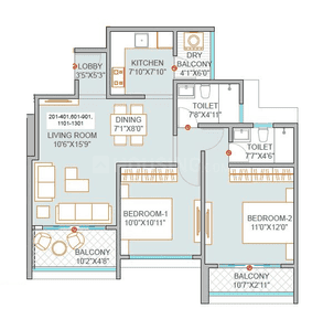 Image of 950 Sq.ft 2 BHK Apartment / Flat for sale in Privia Naimish, Chikhali, Pune for Rs. 7200000