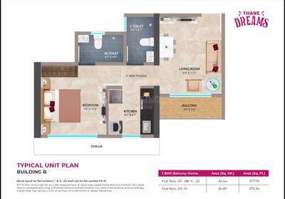 Image of 535 Sq.ft 2 BHK Apartment / Flat for sale in Puraniks Rumah Bali, Thane West, Thane for Rs. 6900000