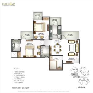 Image of 1295 Sq.ft 2.5 BHK Apartment / Flat for sale in Sector 77, Noida for Rs. 15500000
