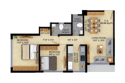 Image of 658 Sq.ft 2 BHK Apartment / Flat for sale in DTG Aspire, Kandivali West, Mumbai for Rs. 13000000