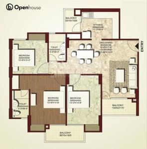 Image of 1685 Sq.ft 3 BHK Apartment / Flat for sale in Exotica Eastern Court, Crossings Republik, Ghaziabad for Rs. 11900000