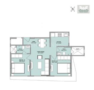 Floor Plan Image of 569 Sq.ft 2 BHK Apartment / Flat for sale in Marathon Eminence, Mulund West Mumbai for Rs. 11500000