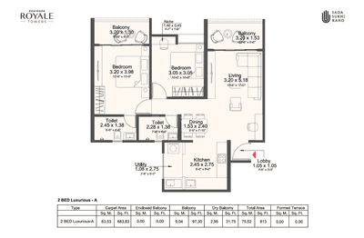 Image of 1138 Sq.ft 2 BHK Apartment / Flat for sale in Intofinity Kohinoor Royale Towers, Hinjawadi, Pune for Rs. 9500000