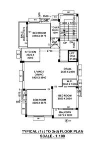 Floor Plan Image of 1700 Sq.ft 3 BHK Apartment / Flat for sale in New Garia Kolkata for Rs. 9900000