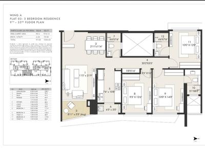 Image of 1400 Sq.ft 3 BHK Apartment / Flat for sale in Rustomjee Vista Bay, Sewri, Mumbai for Rs. 43000000
