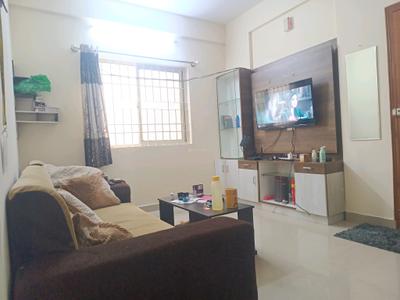 Living Room Image of 715 Sq.ft 1 BHK Apartment / Flat for rent in Hebbal Bengaluru for Rs. 21000