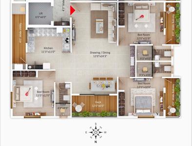 Image of 1050 Sq.ft 2 BHK Apartment / Flat for sale in RM Sai Adarsh 6, Somalwada, Nagpur for Rs. 5499000