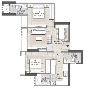 Image of 900 Sq.ft 2 BHK Apartment / Flat for sale in Rustomjee La Vie, Thane West, Thane for Rs. 11000000