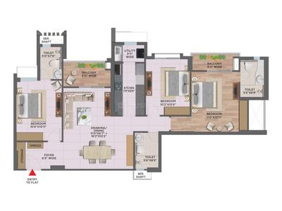Image of 1785 Sq.ft 3 BHK Apartment / Flat for sale in Qala, Dumduma, Bhubaneswar for Rs. 13900000
