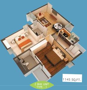 Image of 1145 Sq.ft 2 BHK Apartment / Flat for sale in Adani Elysium, Shantigram, Ahmedabad for Rs. 6900000