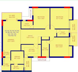 Image of 2745 Sq.ft 3 BHK Apartment / Flat for sale in Shuvam Meadows, Patia, Bhubaneswar for Rs. 26077500