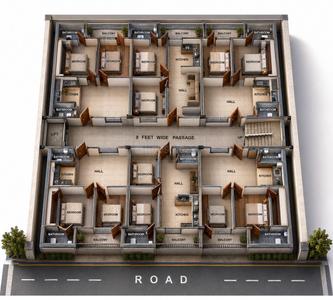 Floor Plan Image of 772 Sq.ft 2 BHK Apartment / Flat for sale in Gomti Nagar Lucknow for Rs. 3500000