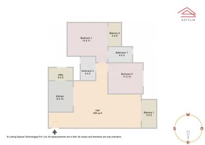 Image of 1256 Sq.ft 2 BHK Apartment / Flat for sale in Disha Pursuit Of The Elements by Disha Habitat Projects LLP, Varthur, Bengaluru for Rs. 14000000