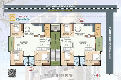 Image of 1400 Sq.ft 3 BHK Apartment / Flat for sale in Yendada, Visakhapatnam for Rs. 11080000