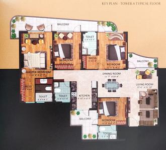 Image of 1845 Sq.ft 3 BHK Apartment / Flat for sale in Chintamani, Sector 103, Gurgaon for Rs. 23000000