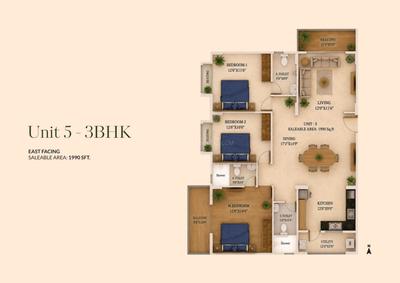 Image of 1835 Sq.ft 3 BHK Apartment / Flat for sale in Kalkere, Bengaluru for Rs. 17432500