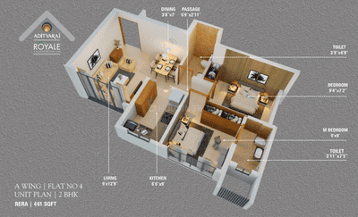 Image of 850 Sq.ft 3 BHK Apartment / Flat for sale in Adityaraj Royale, Vikhroli East, Mumbai for Rs. 14400000