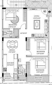 Image of 1460 Sq.ft 3 BHK Apartment / Flat for sale in Margondanahalli, Bengaluru for Rs. 7500000