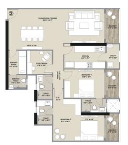 Floor Plan Image of 1780 Sq.ft 3 BHK Apartment / Flat for sale in Hiranandani Bay Heights, Bandra West Mumbai for Rs. 137900000