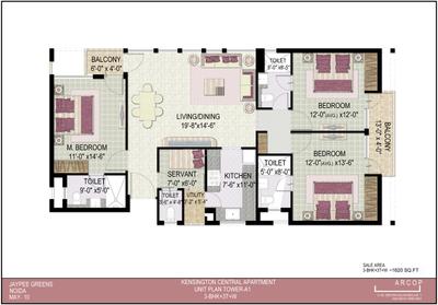 Image of 1650 Sq.ft 3 BHK Apartment / Flat for sale in Jaypee Kensington Boulevard, Sector 131, Noida for Rs. 15000000