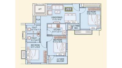Image of 900 Sq.ft 2 BHK Apartment / Flat for sale in Fortune Heights, Barasat, Kolkata for Rs. 4500000